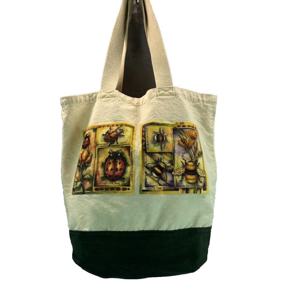 Polar Graphics USA Nature Inspired Bee Positive Sturdy Cotton Canvas Market Hobo